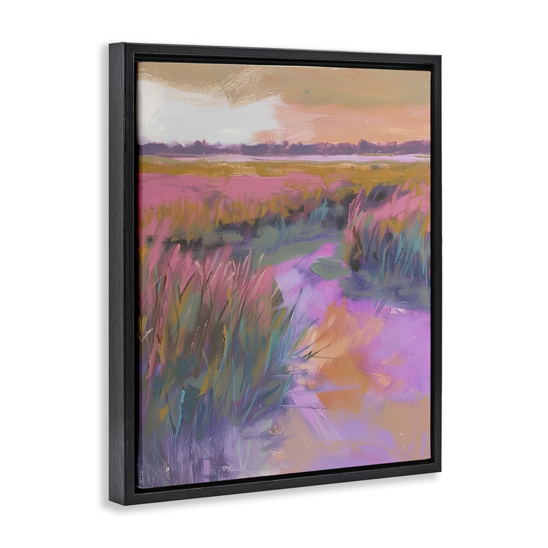 Cadre flottant Autumnal Marsh Landscape, design par Arlington Prints, H 31 po x l 25 po, Cadre flottant noir de jais