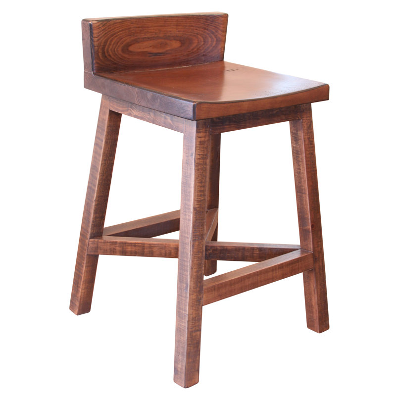 Foskey Solid Wood Counter Stool, Brown, Brown, Counter Stool (24” Seat Height)