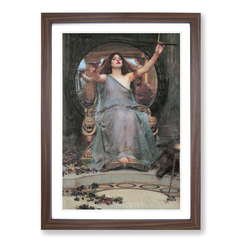 Circe Offering the Cup to Odysseus by John William Waterhouse - Picture Frame Painting on MDF, Walnut Framed
