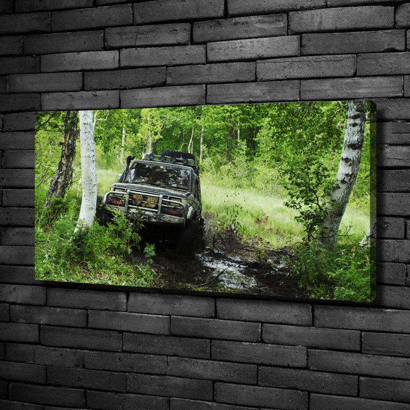 Jeep In The Forest - No Frame Print on Canvas