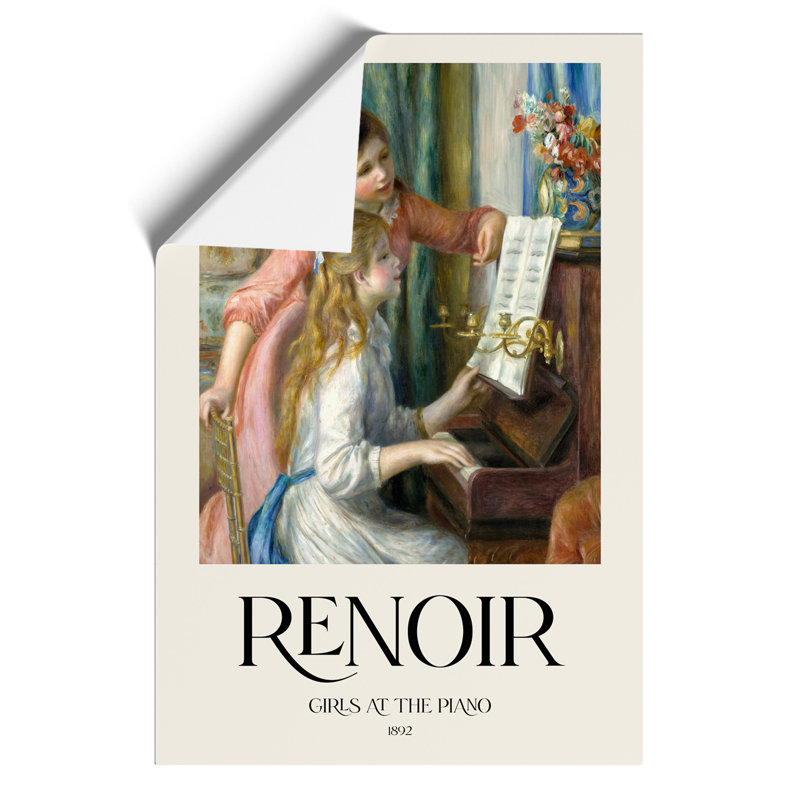 Two Young Girls at the Piano Print by Pierre Auguste Renoir - Frameless Print, 59cm H x 42cm W x 0.1cm D