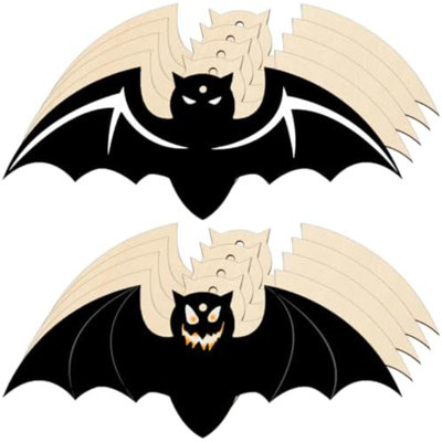 Large Size 7 Inch Unfinished Wooden Halloween Bats DIY Wood Bats Shaped Ornaments To Paint, For Halloween, Crafts Hanging Autumn, Party Home Decorations(10Pcs)