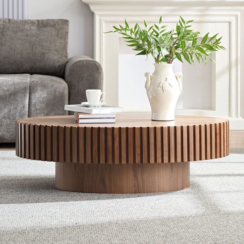 Lindiwe MDF Oval Coffee Table, Brown, 13.38" H x 43.7" W x 24.8" D