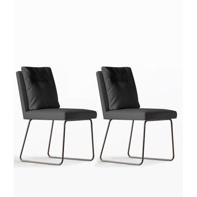 Chaise de salle à manger à dossier ultra fin en cuir italien de style minimaliste italien
