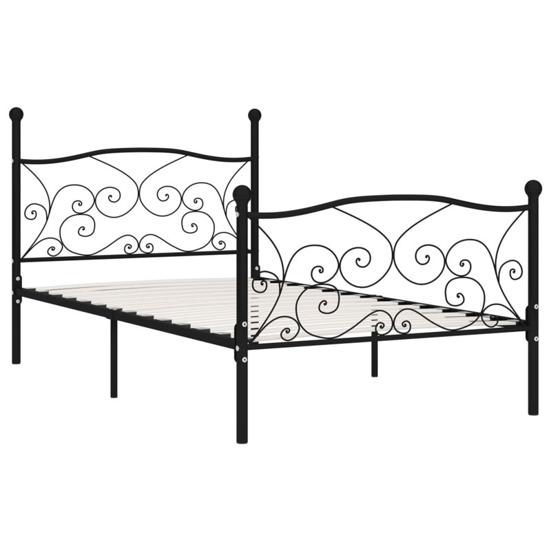 Andreas Solid Wood Bed, black, 90 x 200 cm