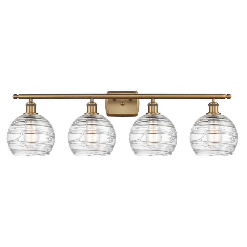 Éclairage pour salle de bain 3 lumières Halvorson, Transparent, Ampoule DEL 6 watts Vinage, Laiton brossé