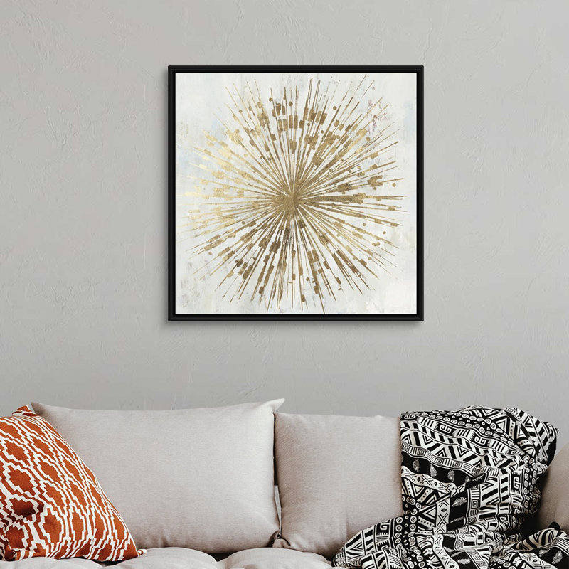 «Golden Star» par Tom Reeves - reproduction d'art sur toile, H 31,25 po x l 31,25 po, Toile avec cadre flottant, Noir