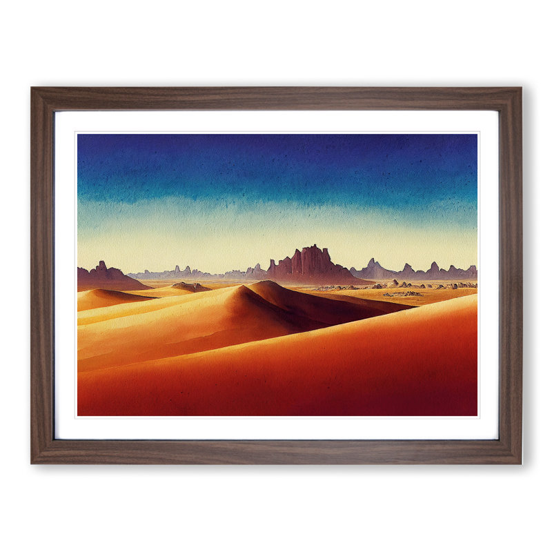 Desert in Watercolour Vol.2 1 Piece Single Picture Frame Wall Art, 34cm H x 46cm W, Walnut