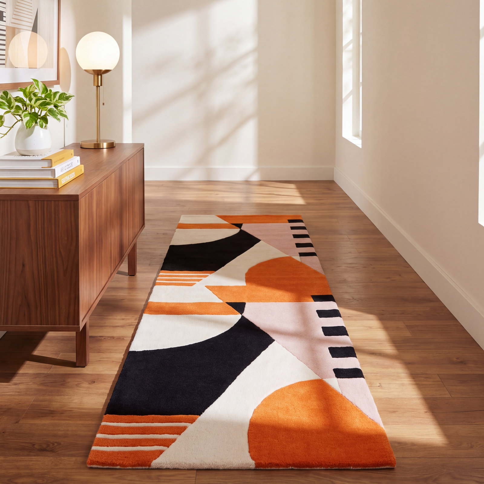 Hiro Ivory Rust Hand-Tufted Rug, Runner 2'3" x 8'