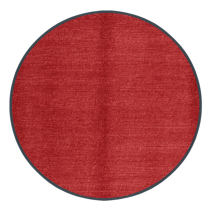 Machine Washable Solid Red Area Rug, Round 7'