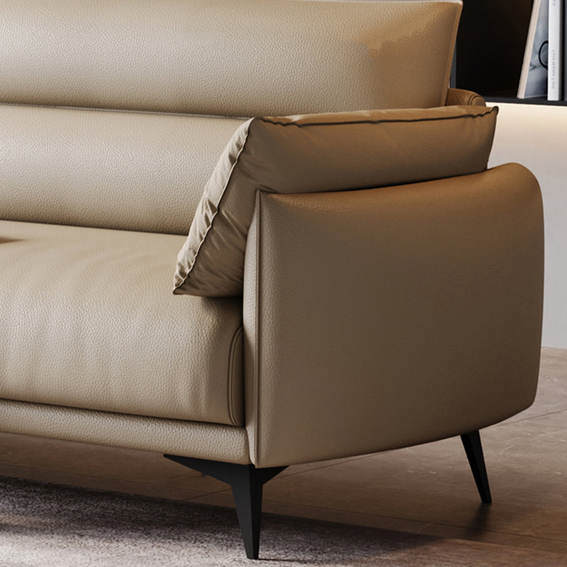 Canapé standard en cuir véritable de couleur kaki clair, H 35,43 po x l 70,87 po x P 33,46 po