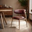 Chaise rembourrée en cuir Olimpio, tabac