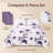 9-Piece Lavender Floral Quilted Bedspread and Curtain Set with 6 Independent Light-Filtering Panels-136866067