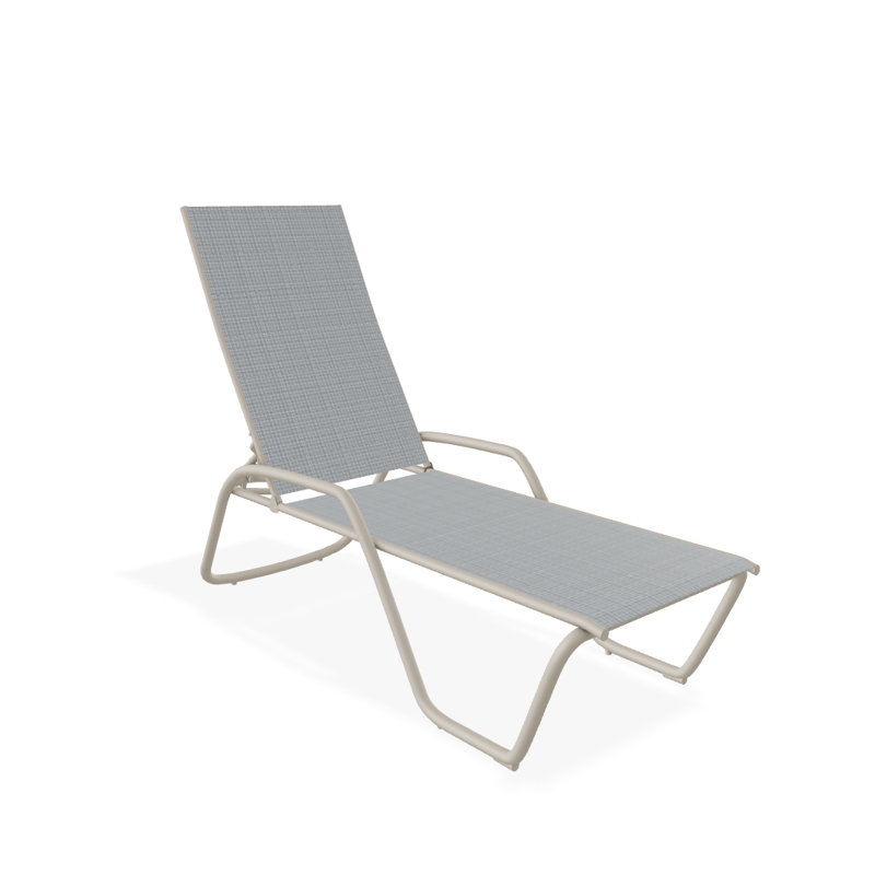 Outdoor Rust-Resistant Metal Chaise Lounge, Textured Desert, Boulder