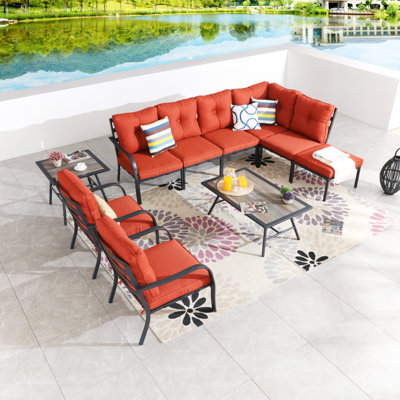 Ensemble de conversation modulaire avec coussins 10 pièces Jenalea