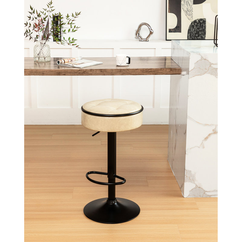 2 tabourets de bar kaki avec hauteur réglable et rangement, pivotant à 360 ° pour comptoir de cuisine, salon de 2, salle à manger avec rangement rotatif