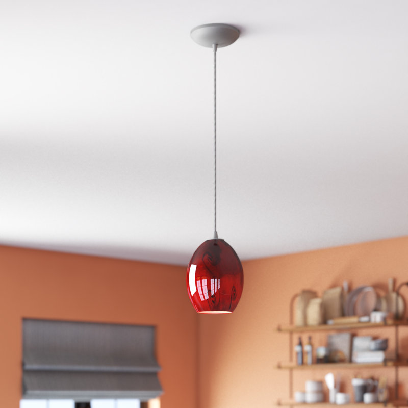 Norberg 1 - Light Single Pendant, Red Sky, Cord, Brushed Steel