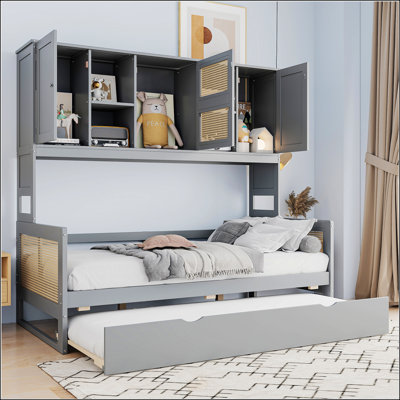 Lit de jour simple en bois avec lit gigogne simple