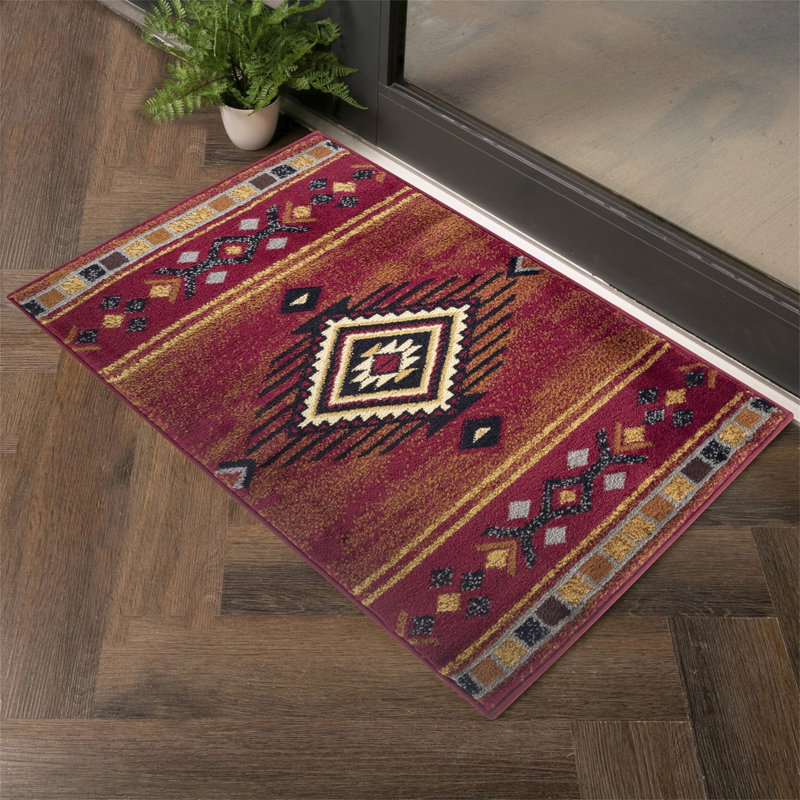 Tapis tribal rouge Sud-Ouest Tribes, Rectangle 7 pi 10 po x 10 pi 3 po