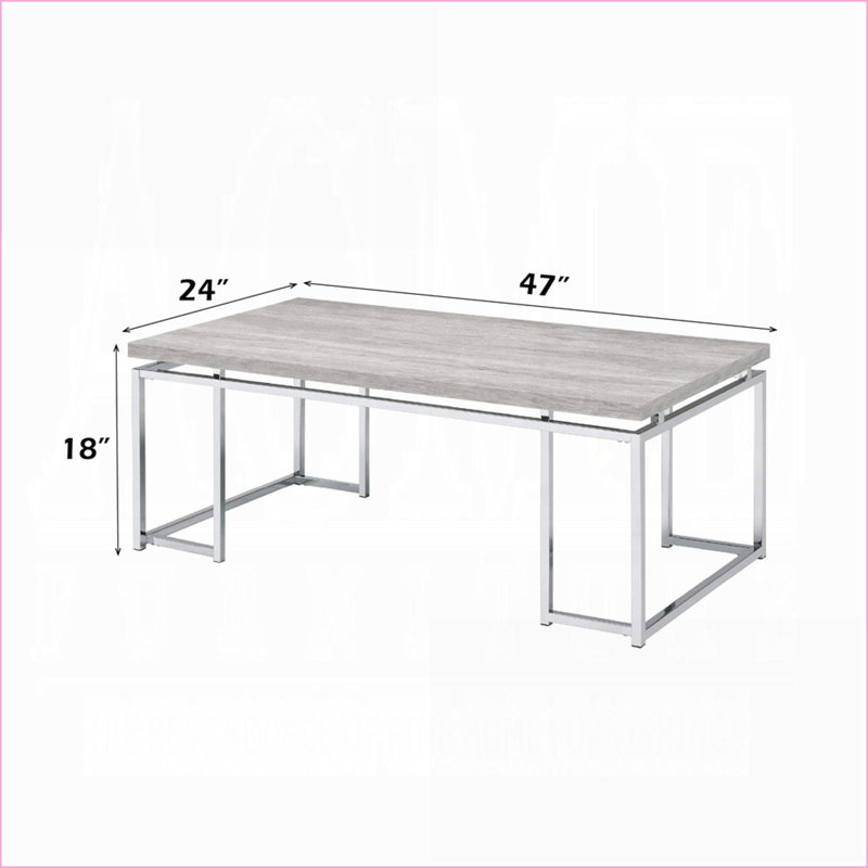 Table basse contemporaine en chêne naturel avec structure chromée pour le salon, tablette peu encombrante et amp; Assemblage facile