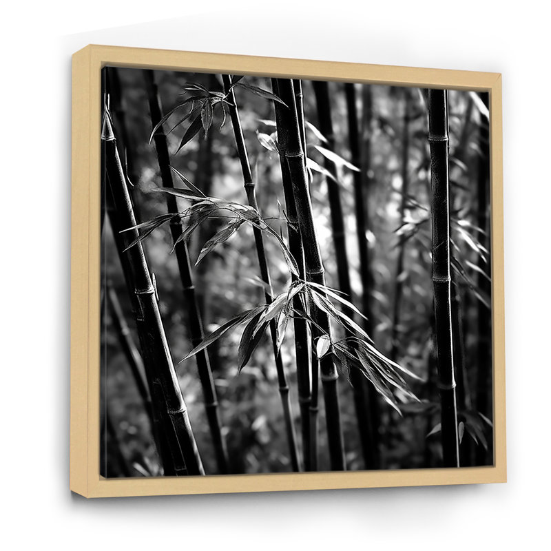 Forêt de bambou monochrome I - impressions sur toile de bambou_106665, Cadre naturel flottant, H 24 po x l 24 po x P 1 po
