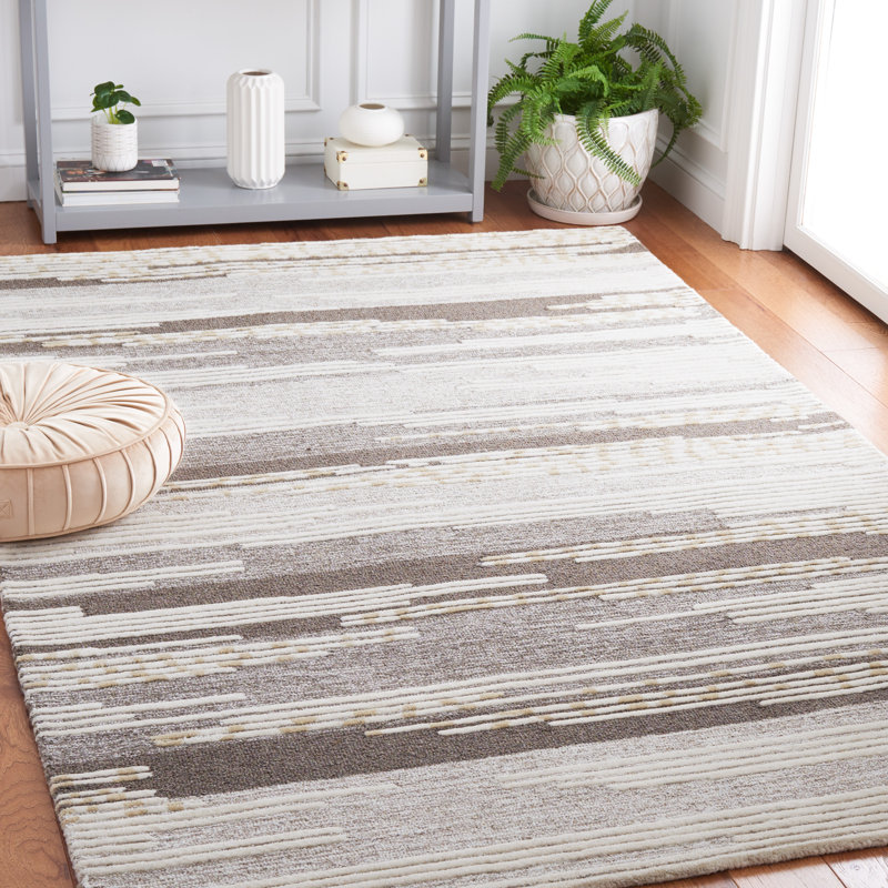 Martha Stewart 300 Hand Tufted Wool/Cotton with Latex Abstract Rug in Beige, Rectangle 5' x 8'