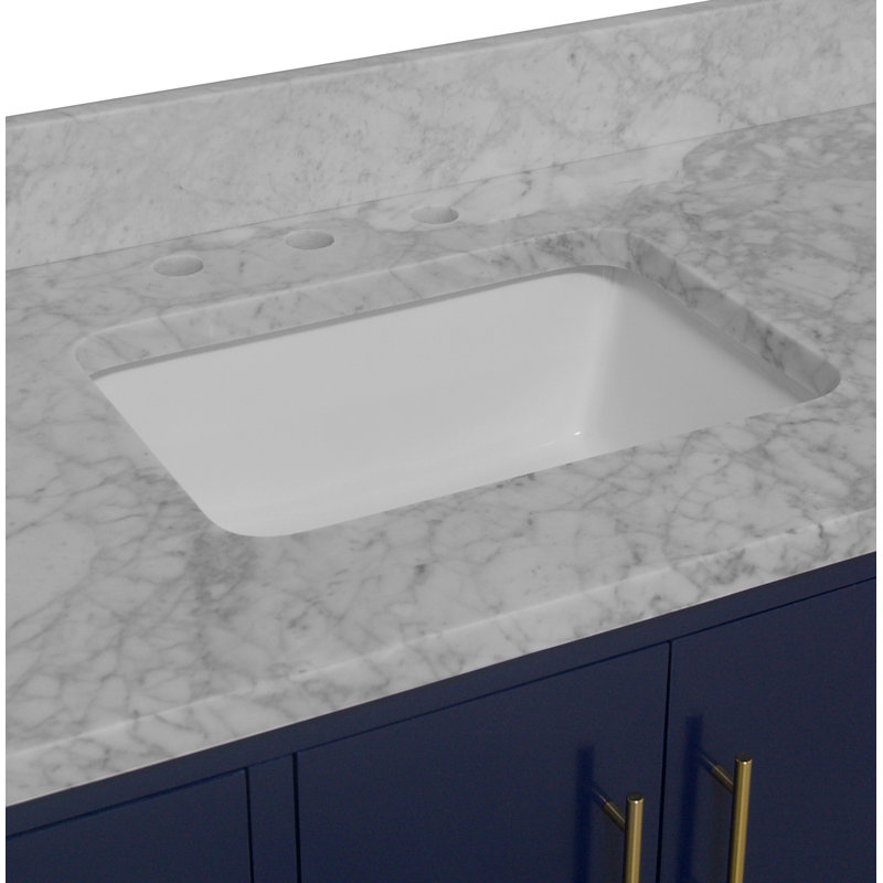 Ensemble de meuble-lavabo simple 48 po Kiara, Marbre, Bleu royal