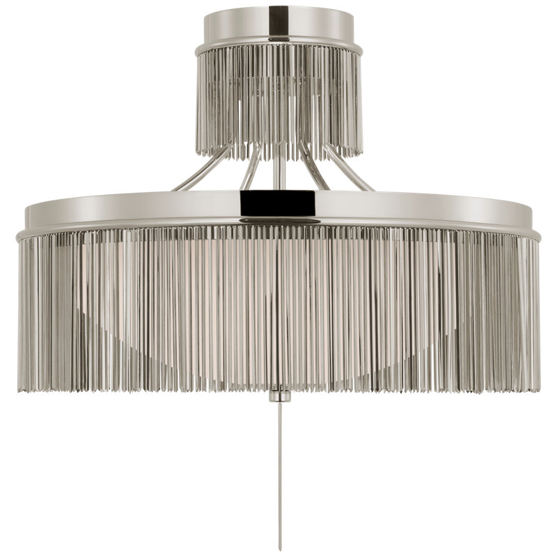 Sutton 32" Flush Mount With White Glass, 7.25" H x 21" W x 21" D, Polished Nickel