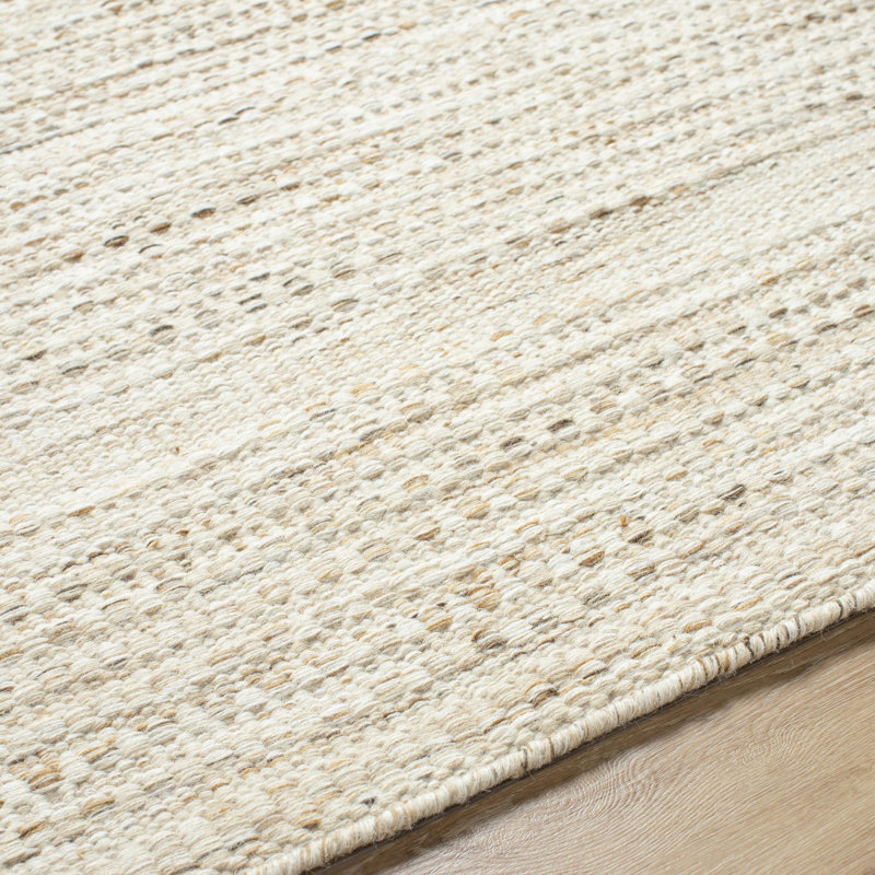 Handwoven Beige Wool Rectangular Area Rug 5' x 7'6"