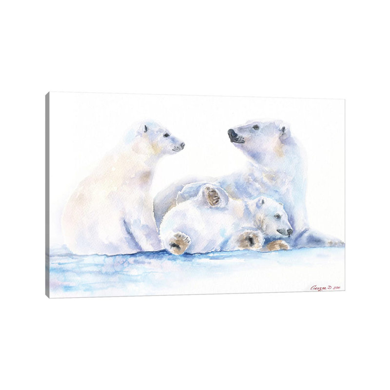 Polar Bears by George Dyachenko - Wrapped Canvas Painting, 101.6 cm H x 66.04 cm W x 1.91 cm D