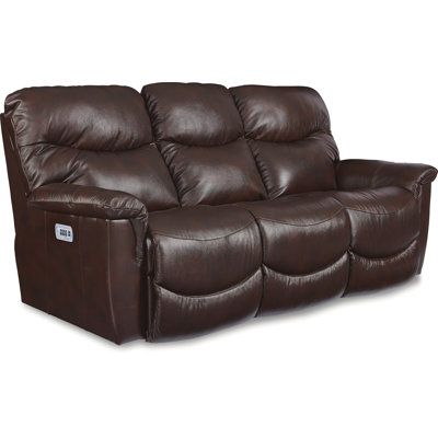 James Power Leather Match Reclining Sofa with Power Headrest and Lumbar