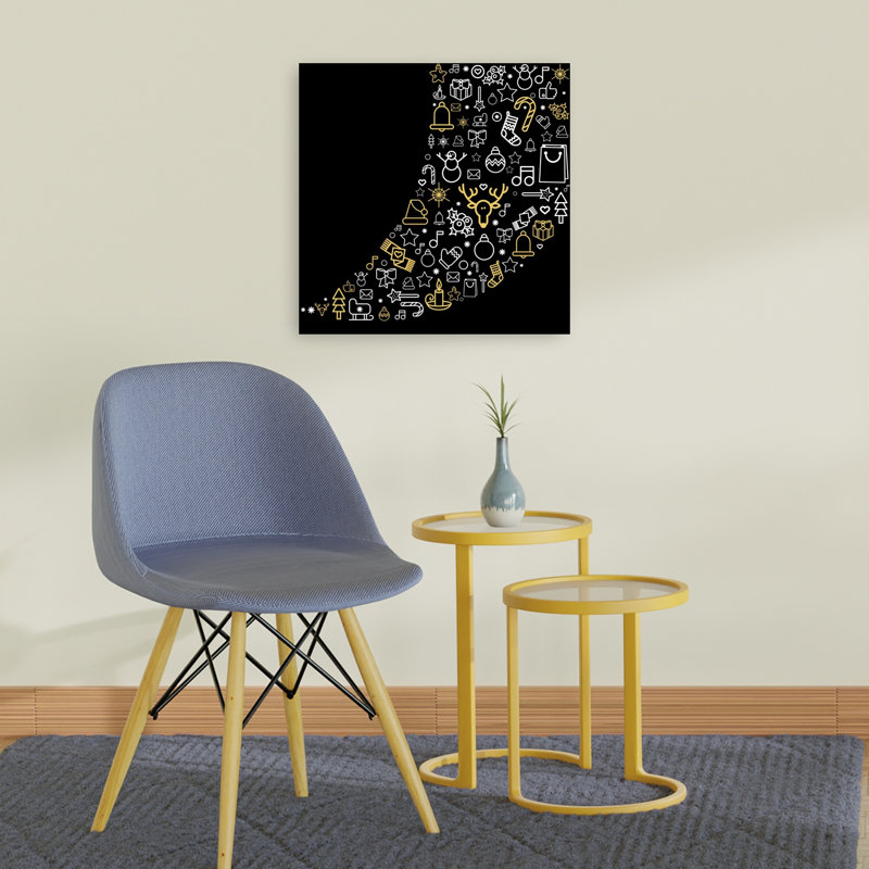 Arbre de Noël noir noir abstrait arbre minimaliste, impression d'art mural, 24" H x 24" W