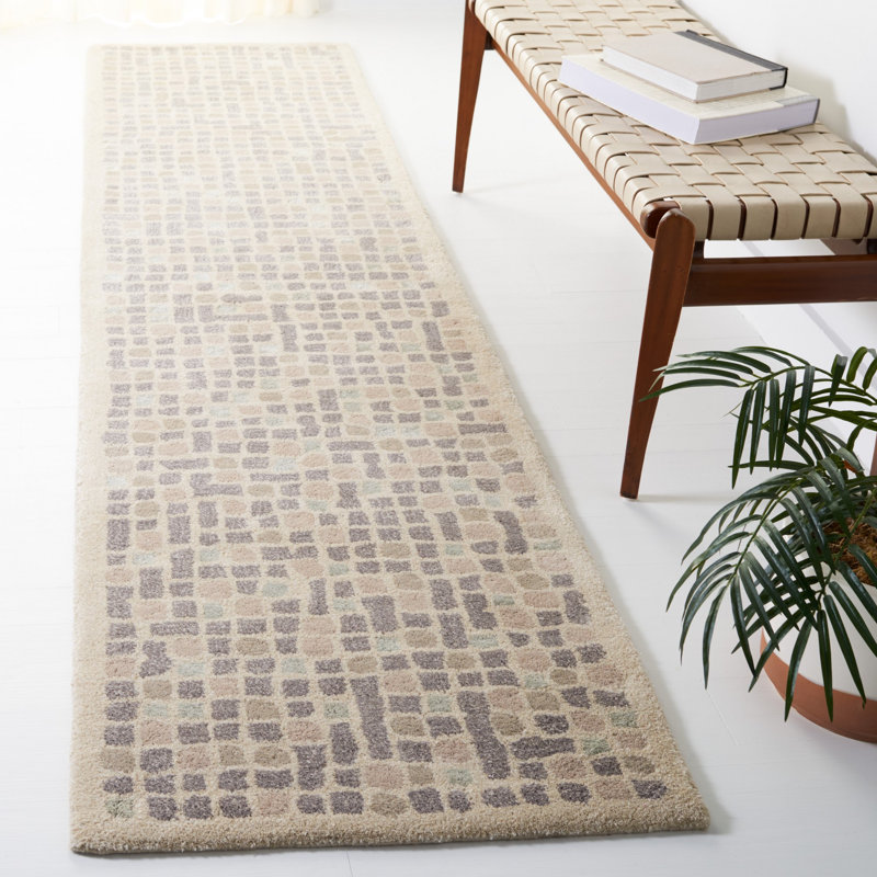 Martha Stewart Hand Tufted Wool/Viscose Geometric Rug in Gray, Rectangle 8' x 10'