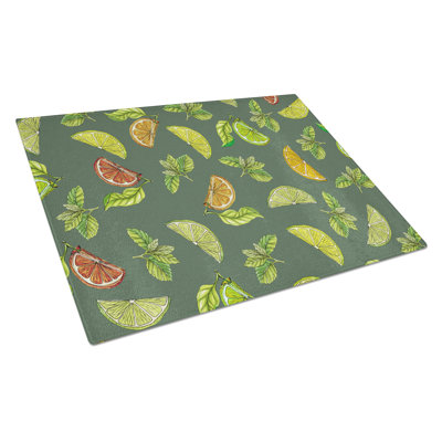 Planche à découper en verre à trésors caroline, limes et oranges