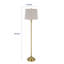 Lampe sur pied avec abat-jour en lin rigide gris clair, laiton antique 61 po