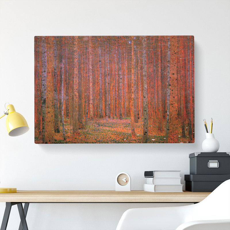 Pine Tree Forest by Gustav Klimt - Wrapped Canvas Painting, 35cm H x 50cm W x 3cm D