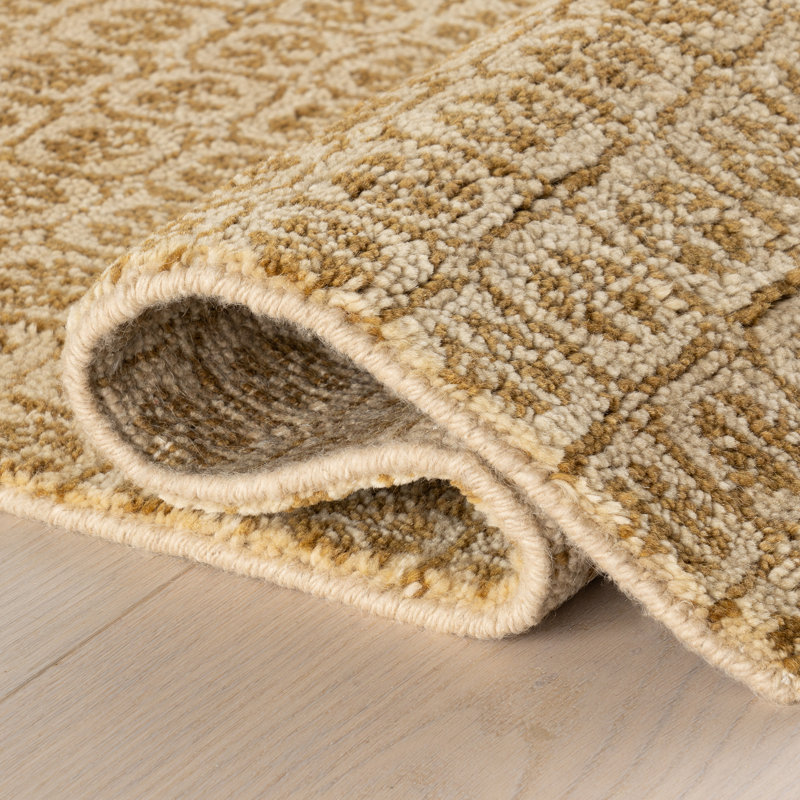 Tullie Ochre Hand Knotted Wool Rug, Rectangle 9'6" x 13'6"