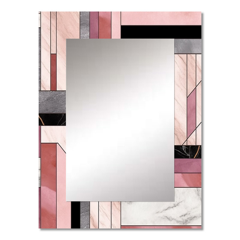 Maglio Marble Granite Agate With Touches Of Gold XII - Geometric Decorative Mirror, Modern Wall Mirror, Printed Metal Art