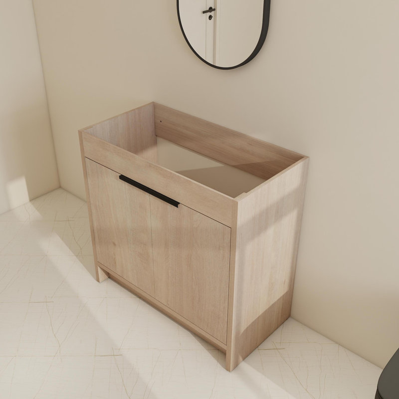 Base de meuble-lavabo simple 36 po avec tablette réglable, Chêne clair uni