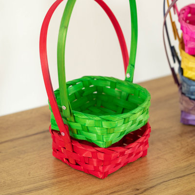 Set Of 6 Decorative Baskets In Assorted Colors - Perfect For Easter Egg Hunts, Trick Or Treat, Wedding Flower Girl Baskets, Halloween Parties, Christmas Decor, And Thanksgiving Decorations