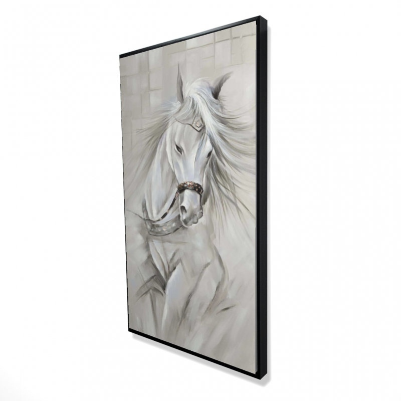 Art de toile blanche crinière de cheval blanc - animaux de ferme gris