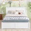 Grand lit plateforme avec rangement et tablettes gigognes TG, blanc