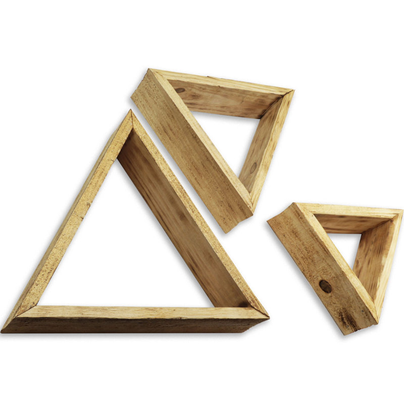 Triangle Accent Shelf with Adjustable Shelves, Natural Barnwood