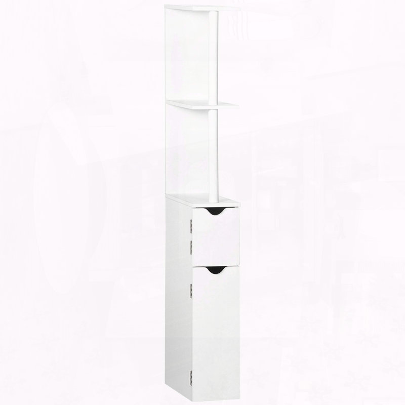Freestanding Tall Linen Tower with Open Shelves & Anti-Tip Safety