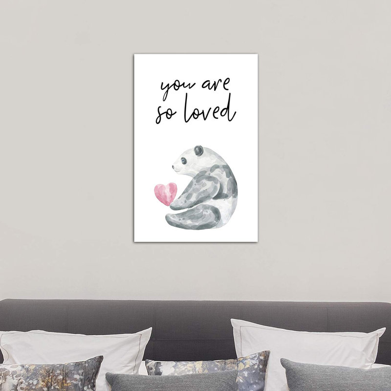 You Are So Loved Panda Watercolour - Wrapped Canvas Print, 66.04 cm H x 45.72 cm W x 1.91 cm D