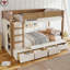 Lit superposé en bois massif avec 4 tiroirs de rangement et garde-robe intégrée-1290285598-1290285597