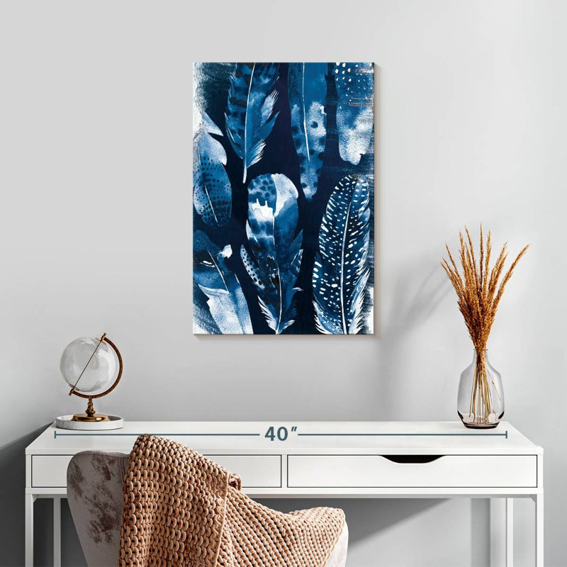 Plumes bleu minuit Kerner, H 24 po x l 16 po