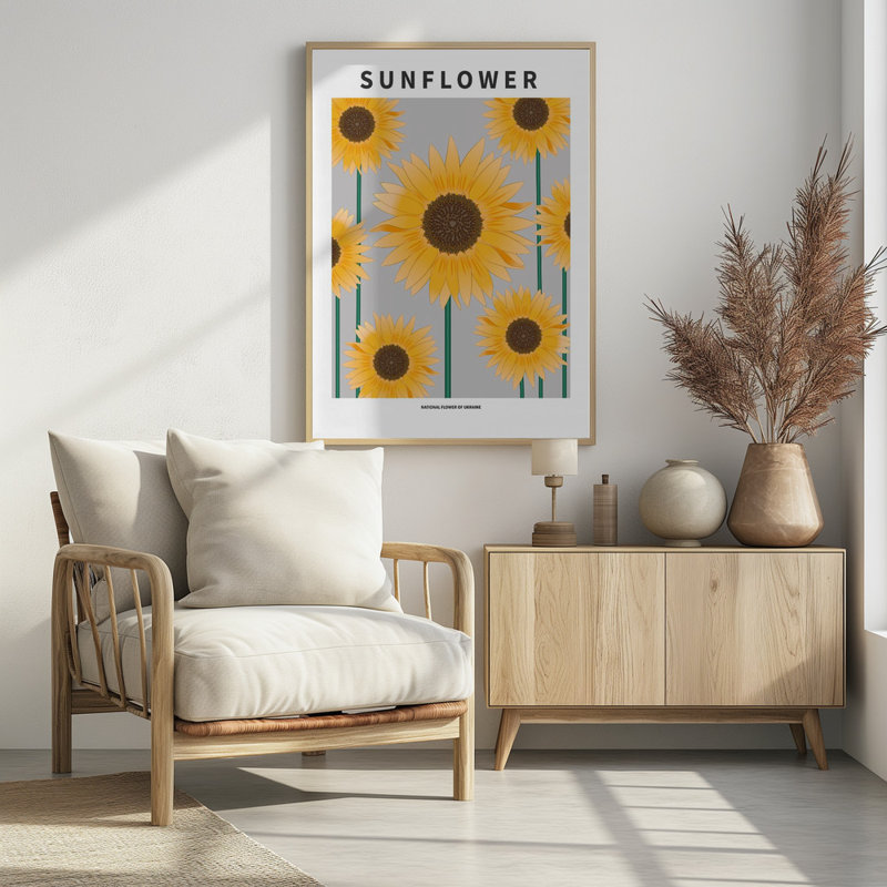 "Sunflower", art mural texturé encadré, Blanc, H 14 po x l 10 po