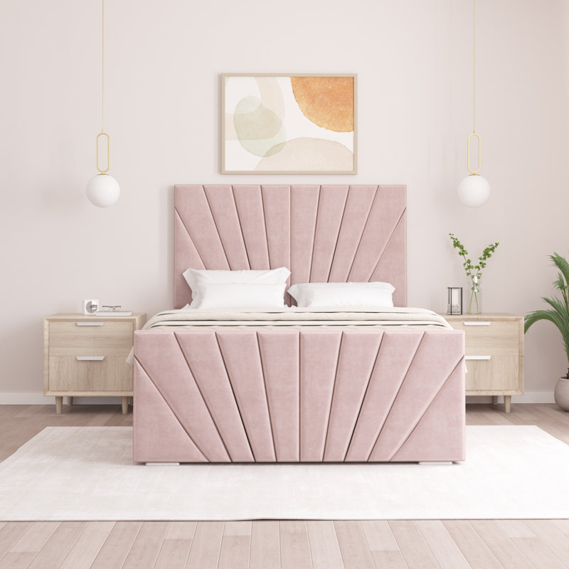 Aayanah Upholstered Bed, Small Double (4'), Pink
