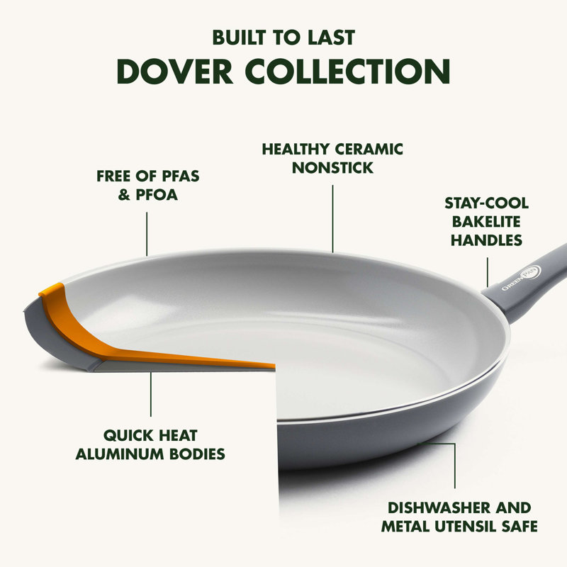 GreenPan Dover Healthy Ceramic Nonstick, 3QT Saute Pan Jumbo Cooker with Lid, PFAS-Free, Dishwasher Safe, Comfort Grip Handle